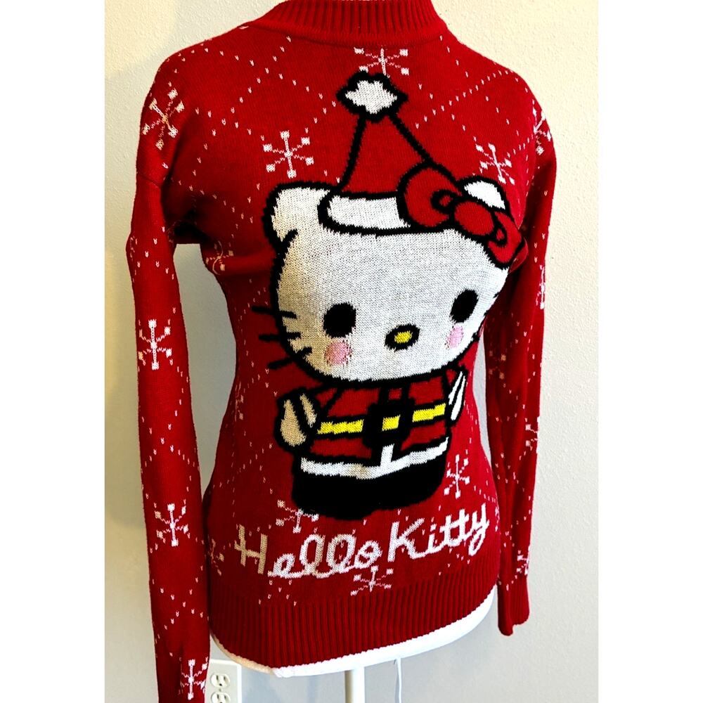 NEW Hello Kitty Christmas Retro sweater Graphic Print Sanrio Santa Holiday CAT S